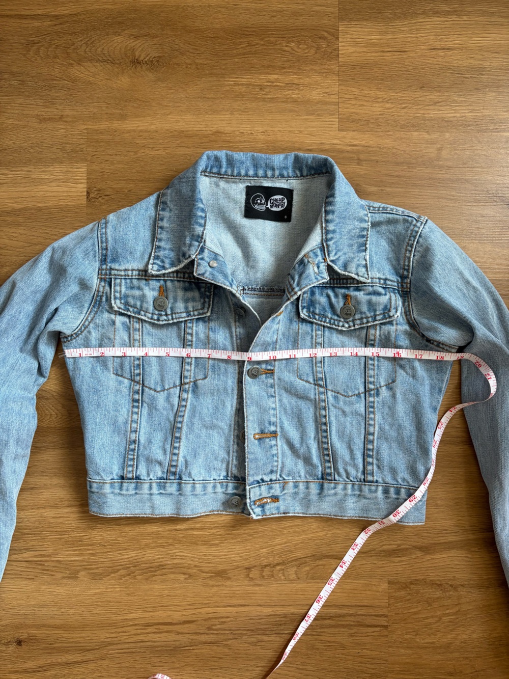Cheap Monday Cropped Light Wash Denim Jacket Size Small - Picture 10 of 12